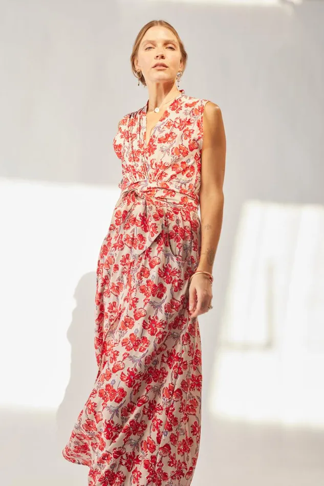 Natalie Martin NICO SLEEVELESS MAXI Silk Watercolor Clementine Shop Dresses