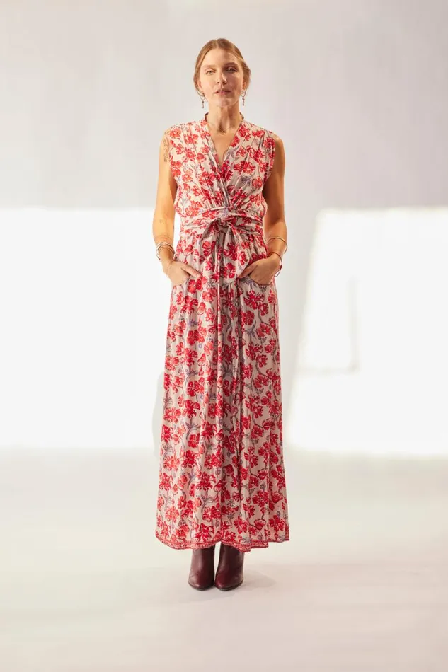 Natalie Martin NICO SLEEVELESS MAXI Silk Watercolor Clementine Shop Dresses