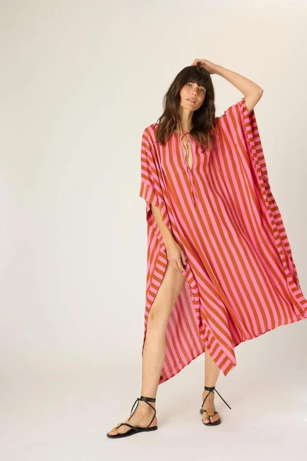 Natalie Martin PAULINA CAFTAN Thick Stripe Bluecoffee Shop Dresses