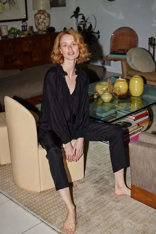 Natalie Martin PENNY BLOUSE Black Silk Shop Tops