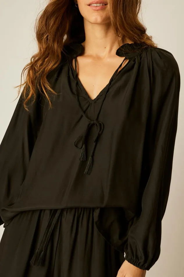 Natalie Martin PENNY BLOUSE Black Silk Shop Tops