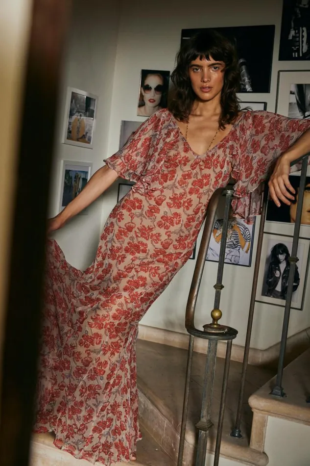 Natalie Martin RAMYA DRESS Chiffon Watercolor Dove Shop Dresses