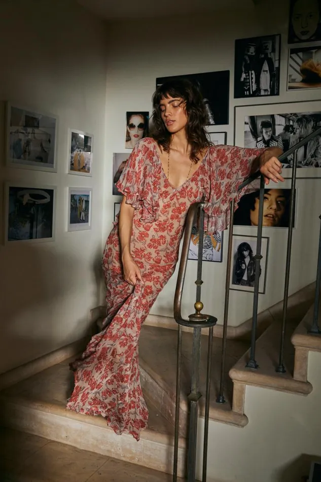 Natalie Martin RAMYA DRESS Chiffon Watercolor Dove Shop Dresses