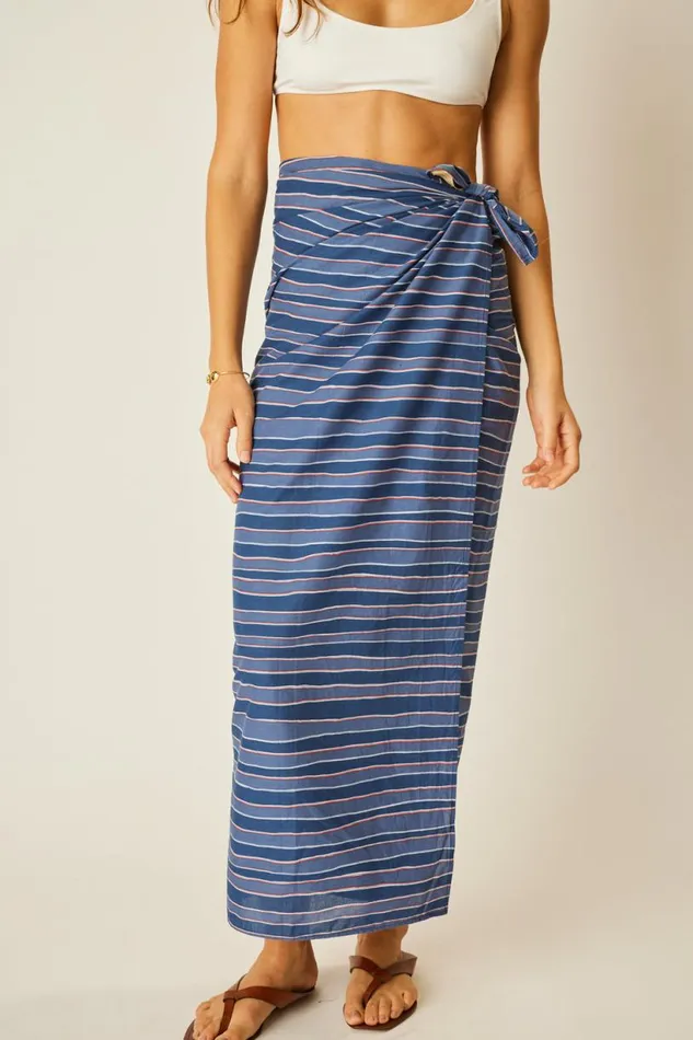 Natalie Martin SARONG Batik Stripe Navy Shop Coverups