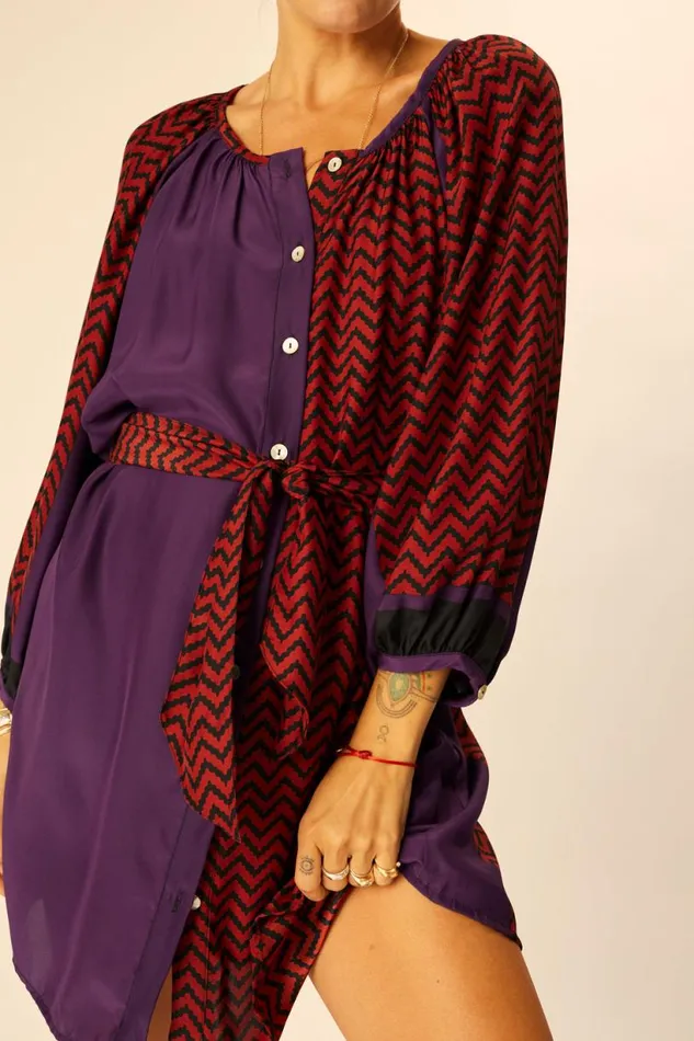 Natalie Martin SASH BELT Block Zigzag Aubergine Shop Accessories