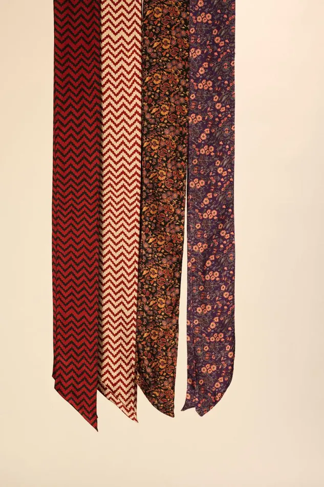 Natalie Martin SASH BELT Block Zigzag Aubergine Shop Accessories