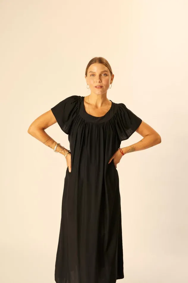 Natalie Martin SIENNA DRESS Black Silk Shop Dresses