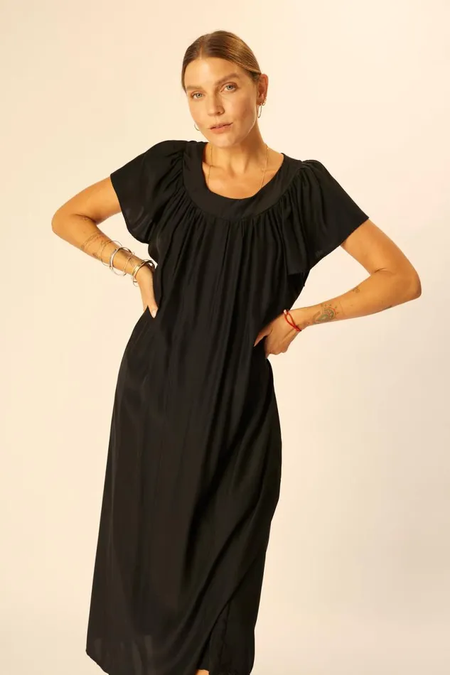 Natalie Martin SIENNA DRESS Black Silk Shop Dresses