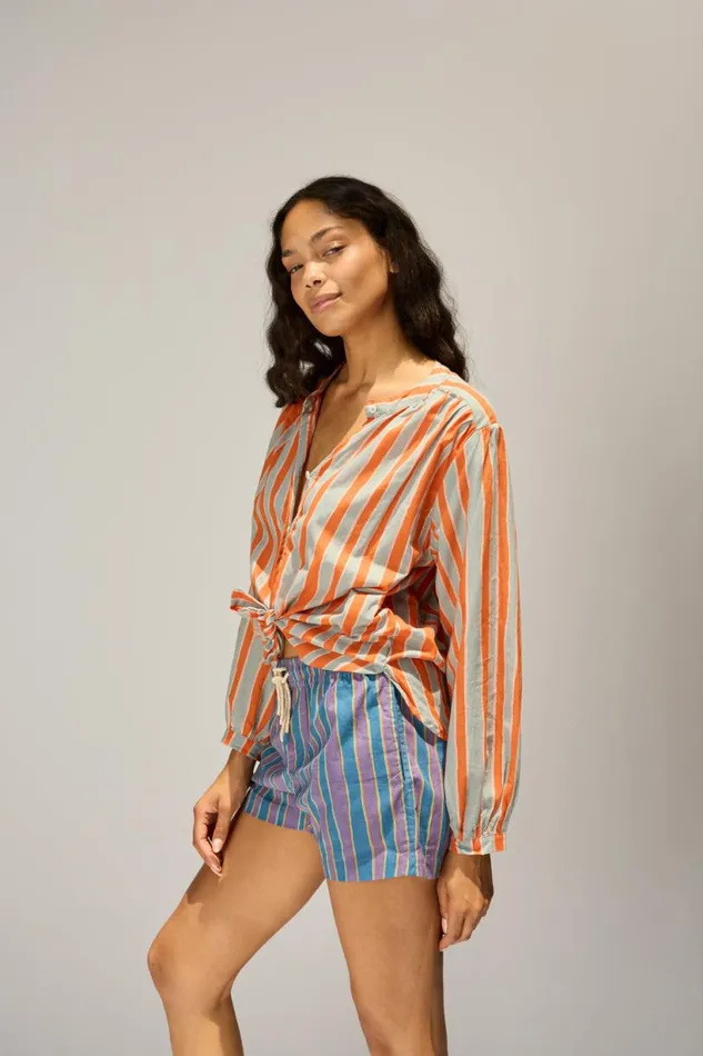 Natalie Martin TOLAN SHIRT Batik Stripe Sage Shop Tops