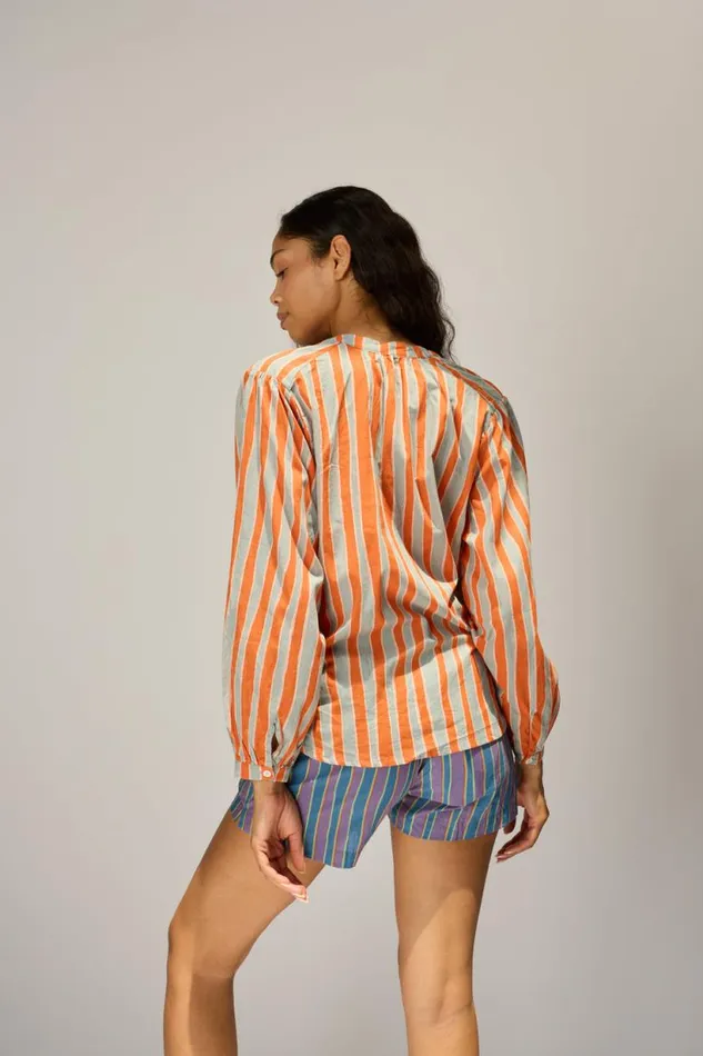 Natalie Martin TOLAN SHIRT Batik Stripe Sage Shop Tops