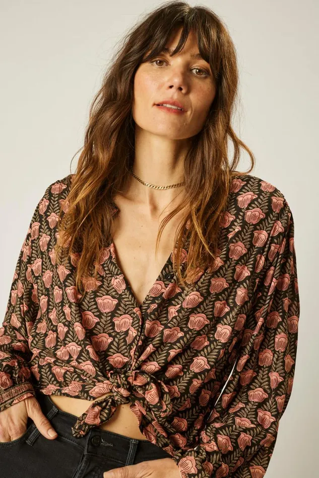 Natalie Martin TOLAN SHIRT Tulip Kamari Black Shop Tops