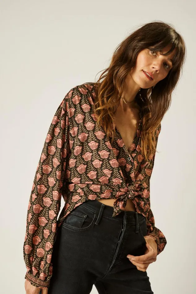 Natalie Martin TOLAN SHIRT Tulip Kamari Black Shop Tops