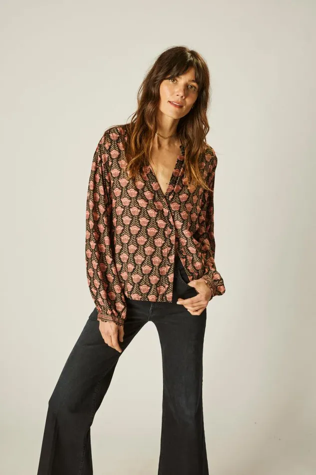 Natalie Martin TOLAN SHIRT Tulip Kamari Black Shop Tops