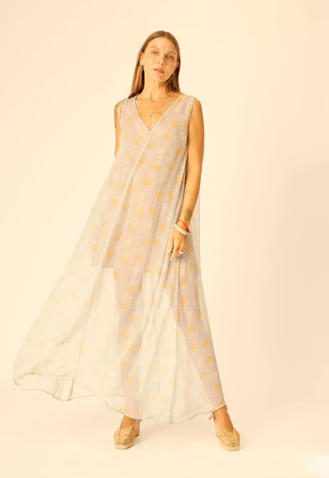 Natalie Martin TOVA MAXI Snowflake Tangerine Shop Dresses