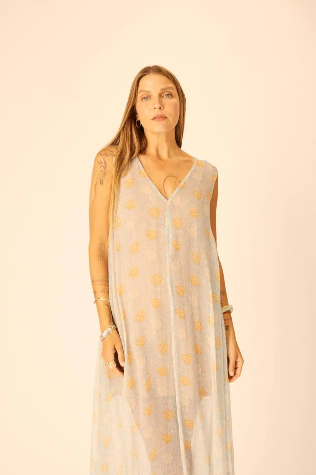 Natalie Martin TOVA MAXI Snowflake Tangerine Shop Dresses