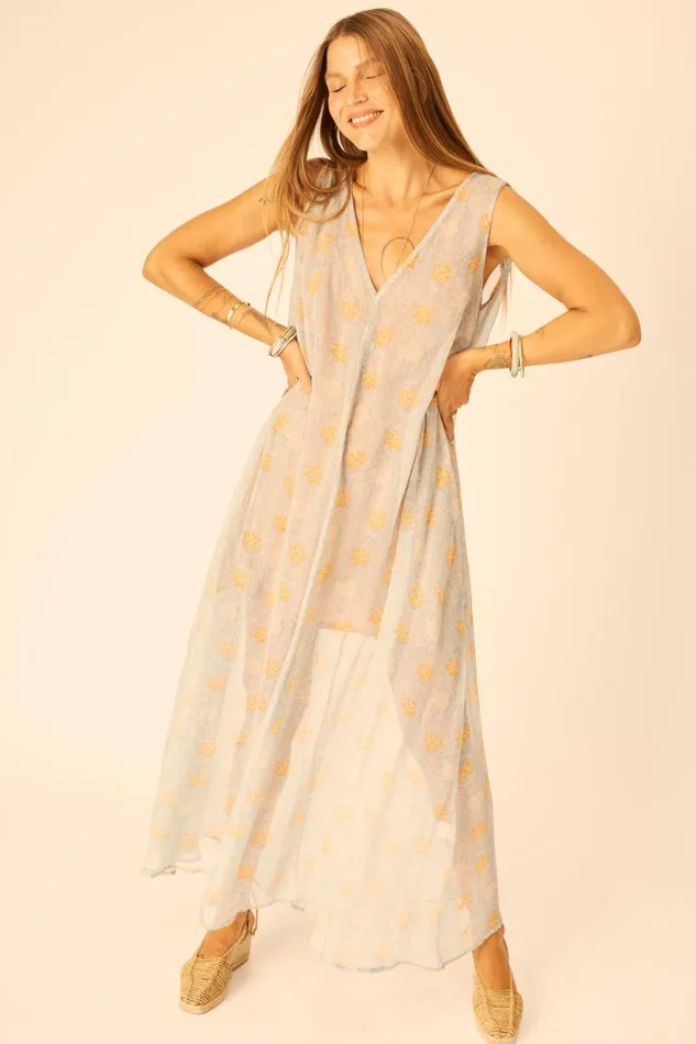 Natalie Martin TOVA MAXI Snowflake Tangerine Shop Dresses