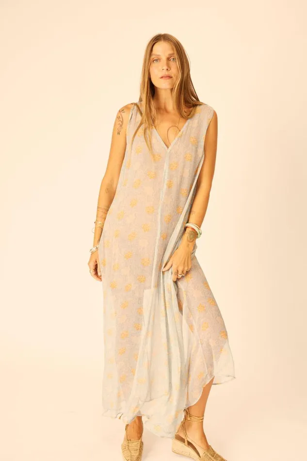 Natalie Martin TOVA MAXI Snowflake Tangerine Shop Dresses