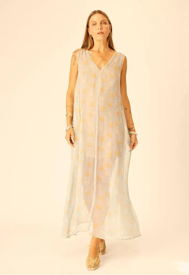 Natalie Martin TOVA MAXI Snowflake Tangerine Shop Dresses