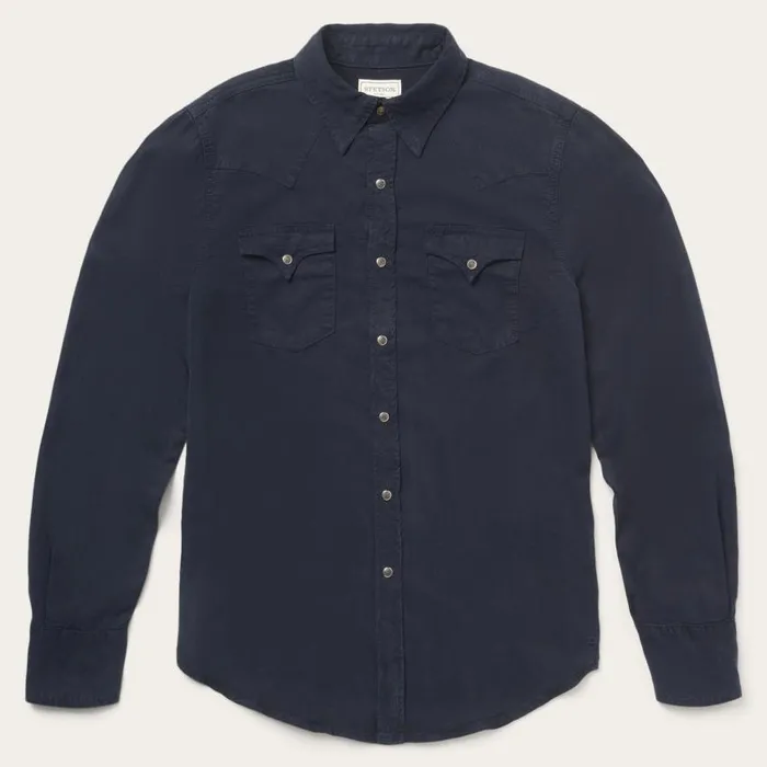 Navy Twill Shirt Blue Men Stetson Modern Cut