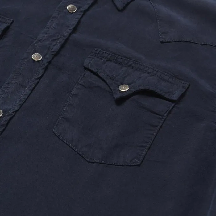Navy Twill Shirt Blue Men Stetson Modern Cut