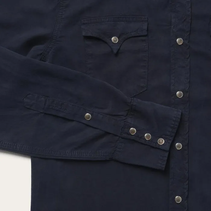 Navy Twill Shirt Blue Men Stetson Modern Cut