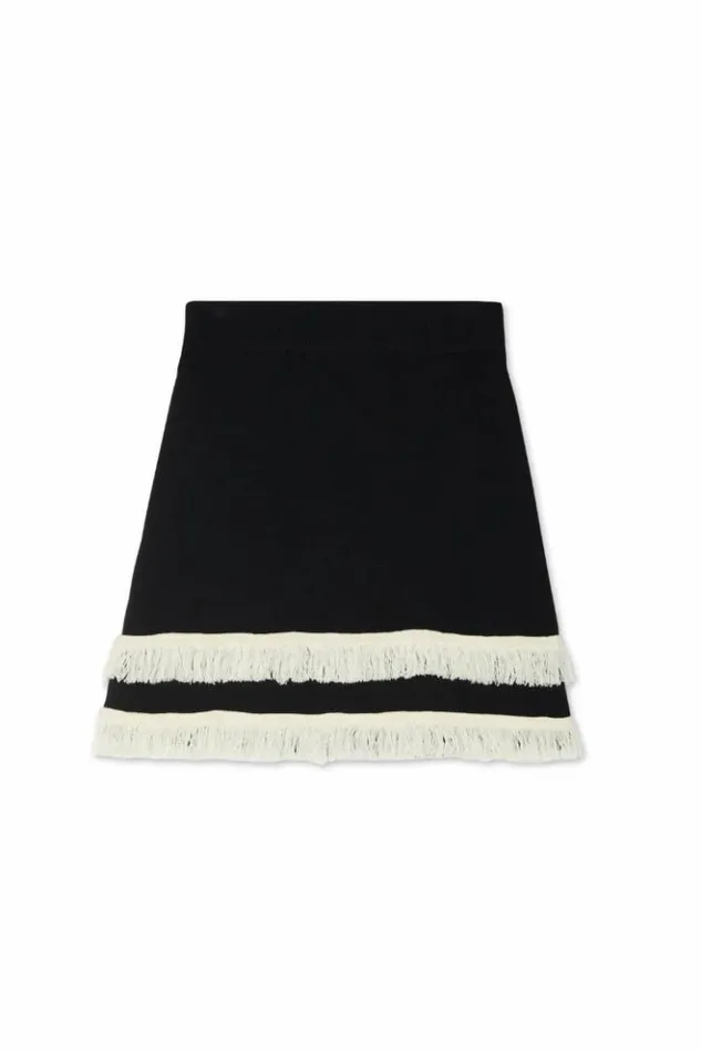 Never Fully Dressed Black And Cream Fringe Jake Skirt Women Knitwear