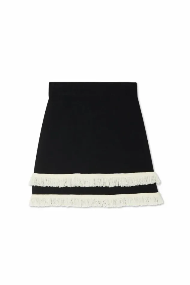 Never Fully Dressed Black And Cream Fringe Jake Skirt Women Knitwear