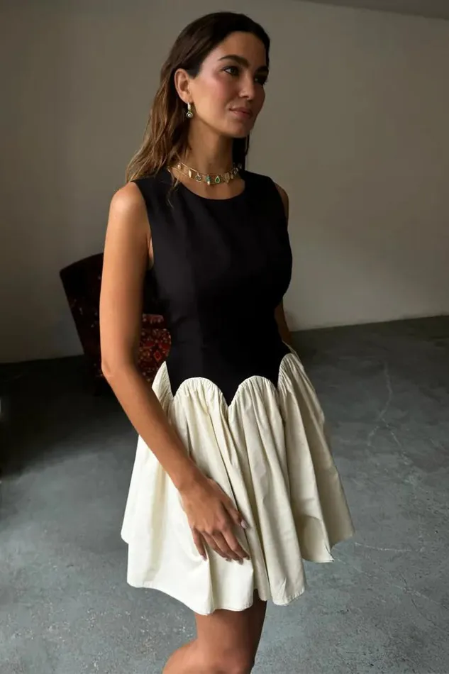 Never Fully Dressed Black And Cream Mini Monika Dress Women Summer Somewhere