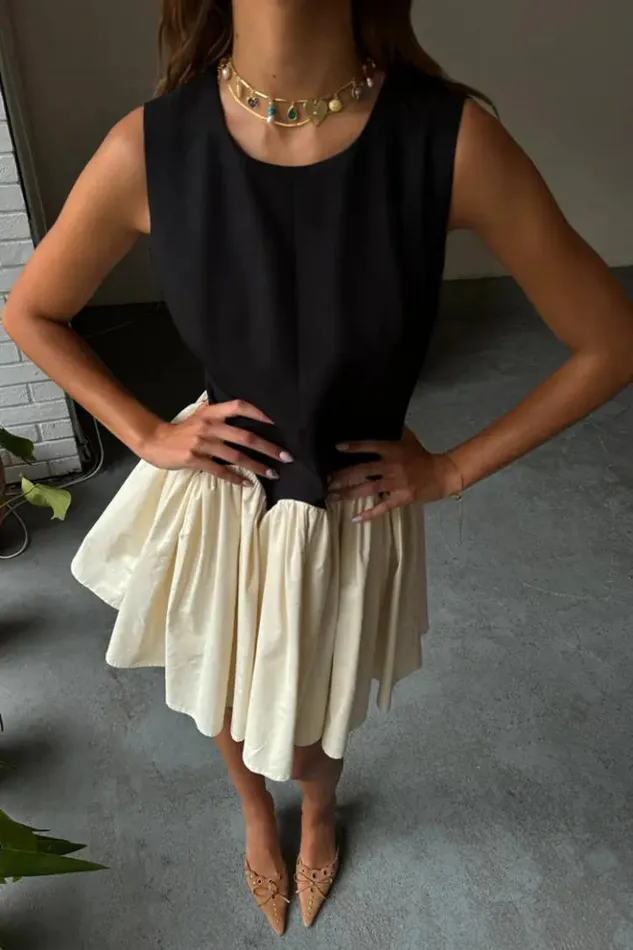 Never Fully Dressed Black And Cream Mini Monika Dress Women Summer Somewhere
