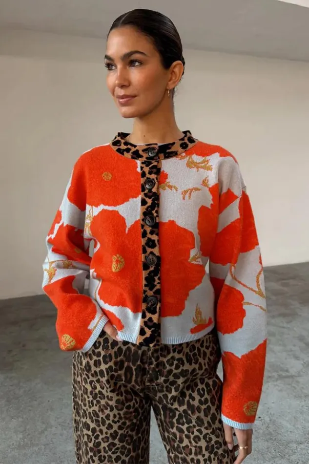 Never Fully Dressed Blue Poppy Cardigan Women Knitwear