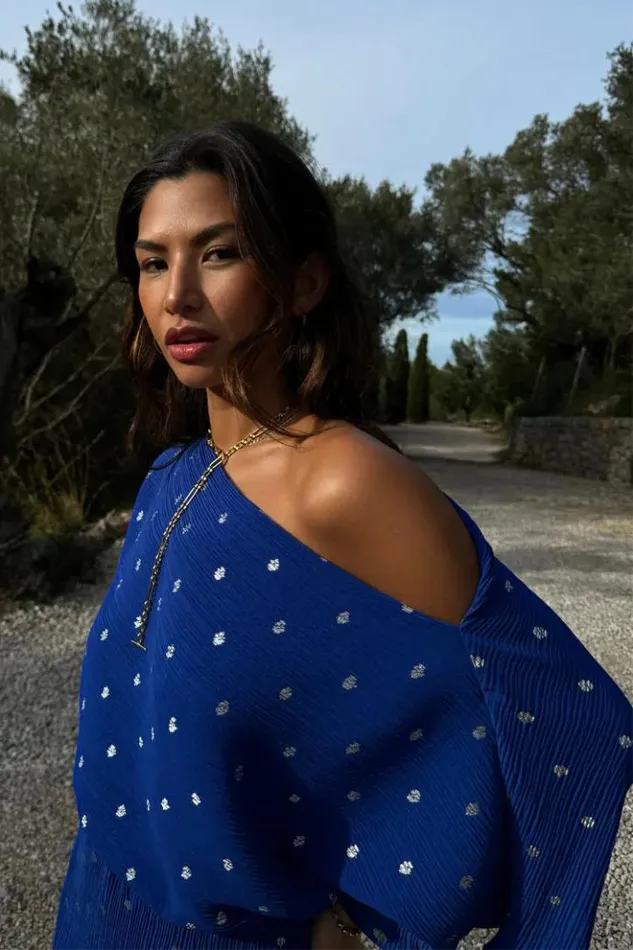 Never Fully Dressed Blue Tilly Plisse Dress Women Nfd Classics
