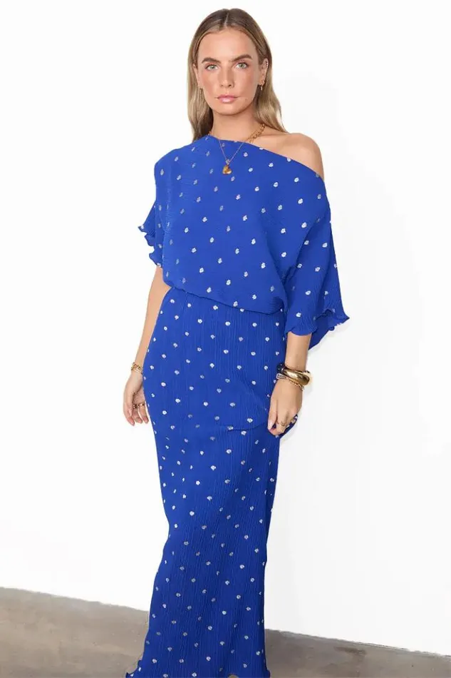 Never Fully Dressed Blue Tilly Plisse Dress Women Nfd Classics