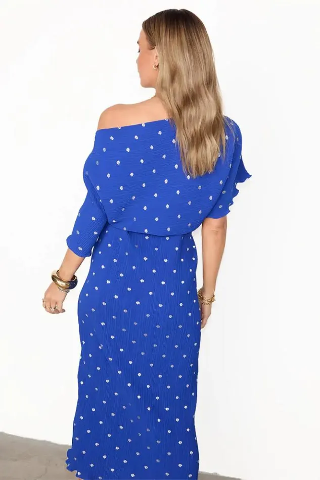 Never Fully Dressed Blue Tilly Plisse Dress Women Nfd Classics