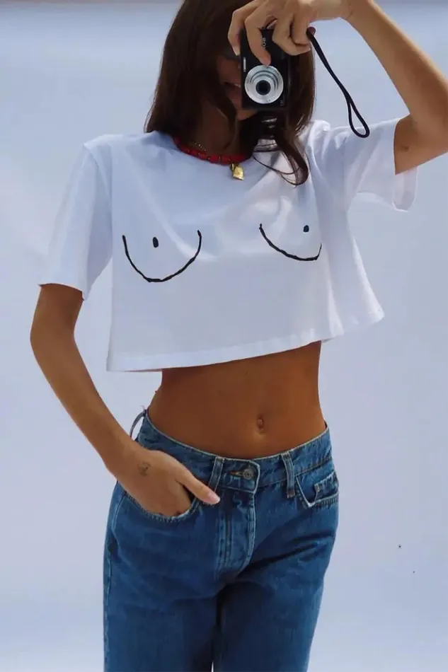 Never Fully Dressed Boob Crop Tshirt Women Tops and TShirts