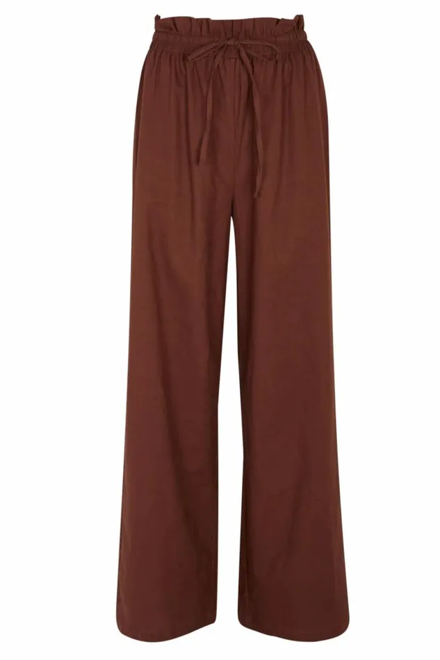 Never Fully Dressed Brown Cotton Linen Demi Trouser Women Newness