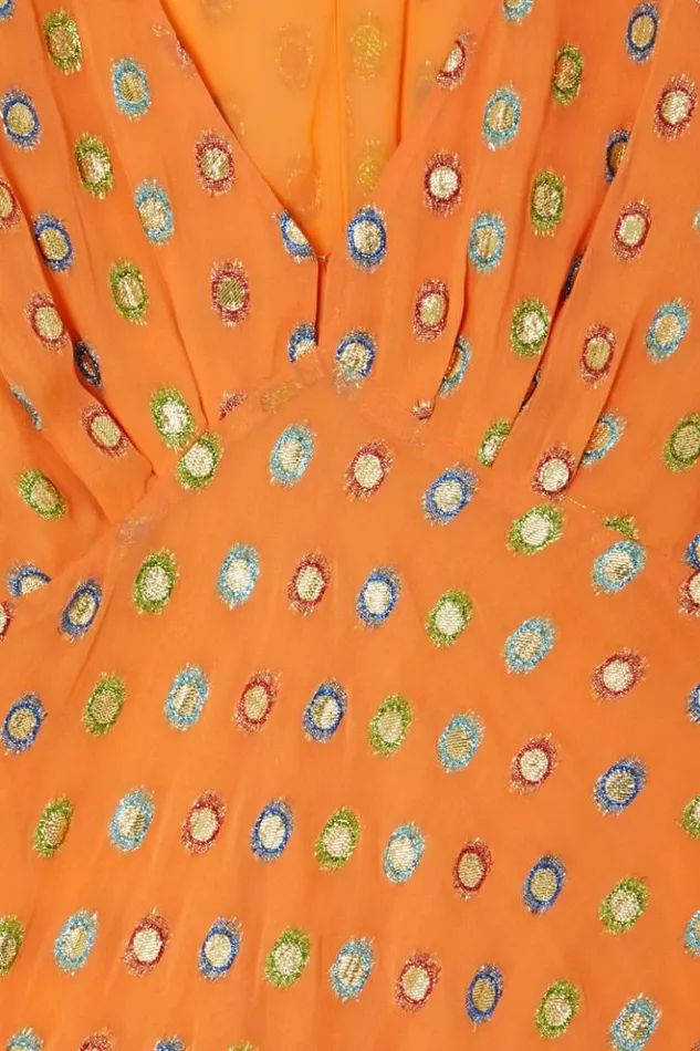 Never Fully Dressed Coral Multi Foil Emma Dress Petite Women Petite