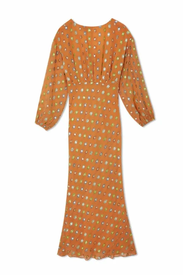 Never Fully Dressed Coral Multi Foil Emma Dress Petite Women Petite