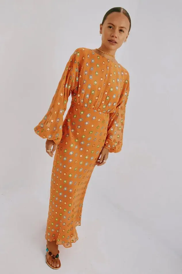 Never Fully Dressed Coral Multi Foil Emma Dress Petite Women Petite