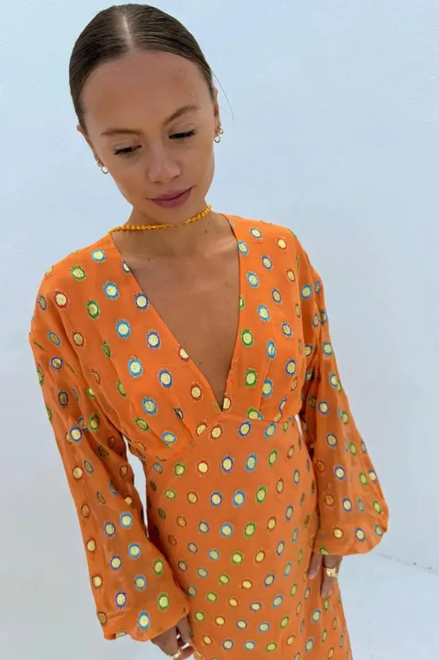 Never Fully Dressed Coral Multi Foil Emma Dress Petite Women Petite