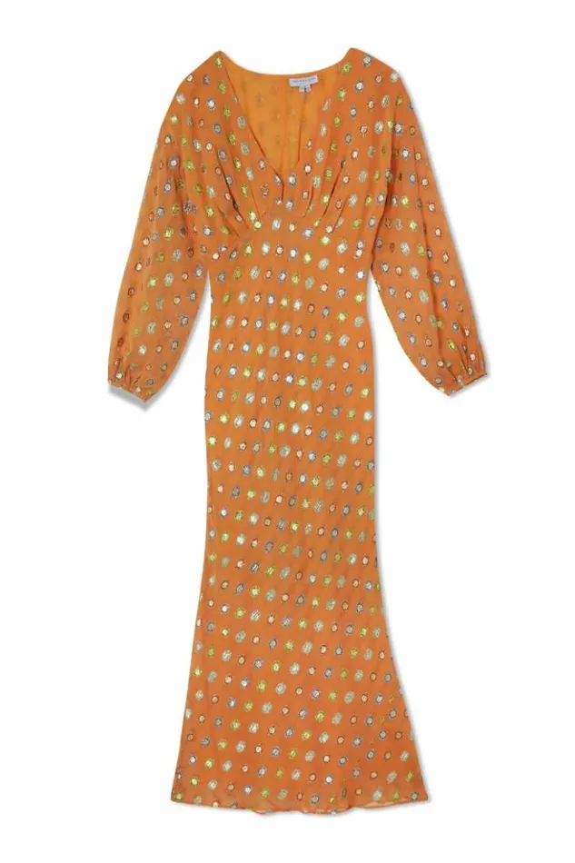 Never Fully Dressed Coral Multi Foil Emma Dress Petite Women Petite