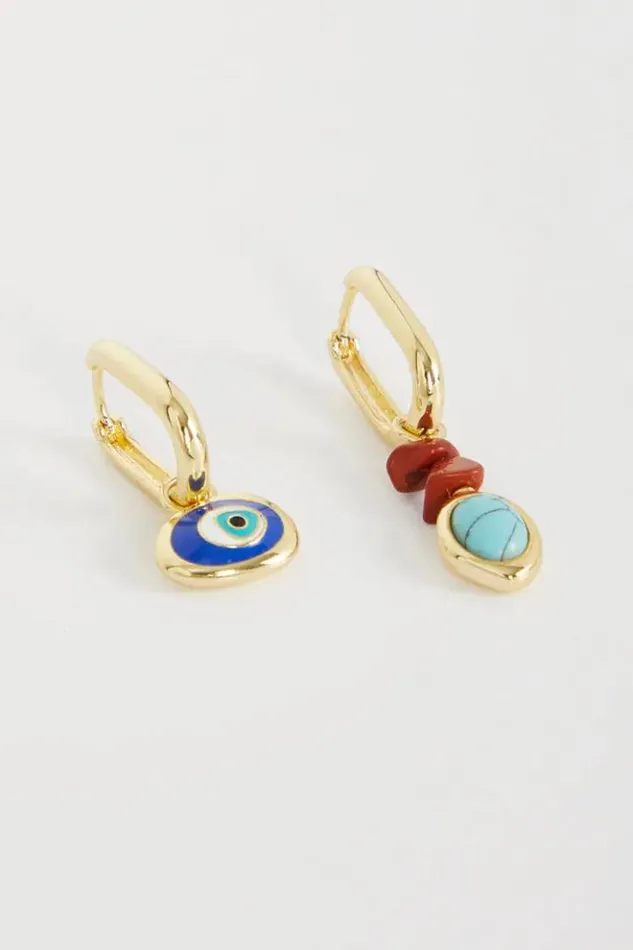 Never Fully Dressed Gold Plated Balearic Turquoise Eye Earring Women Accessories