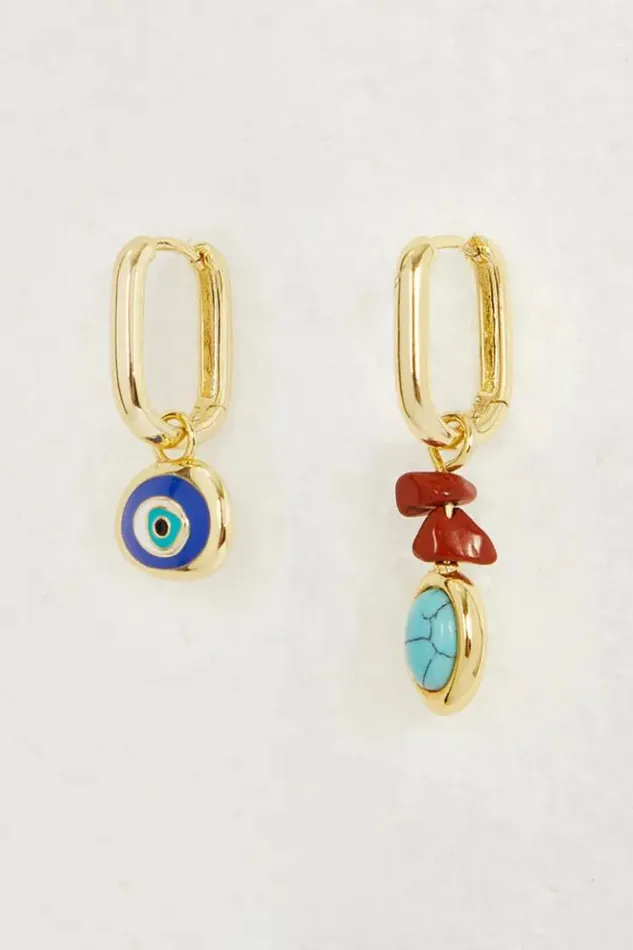Never Fully Dressed Gold Plated Balearic Turquoise Eye Earring Women Accessories