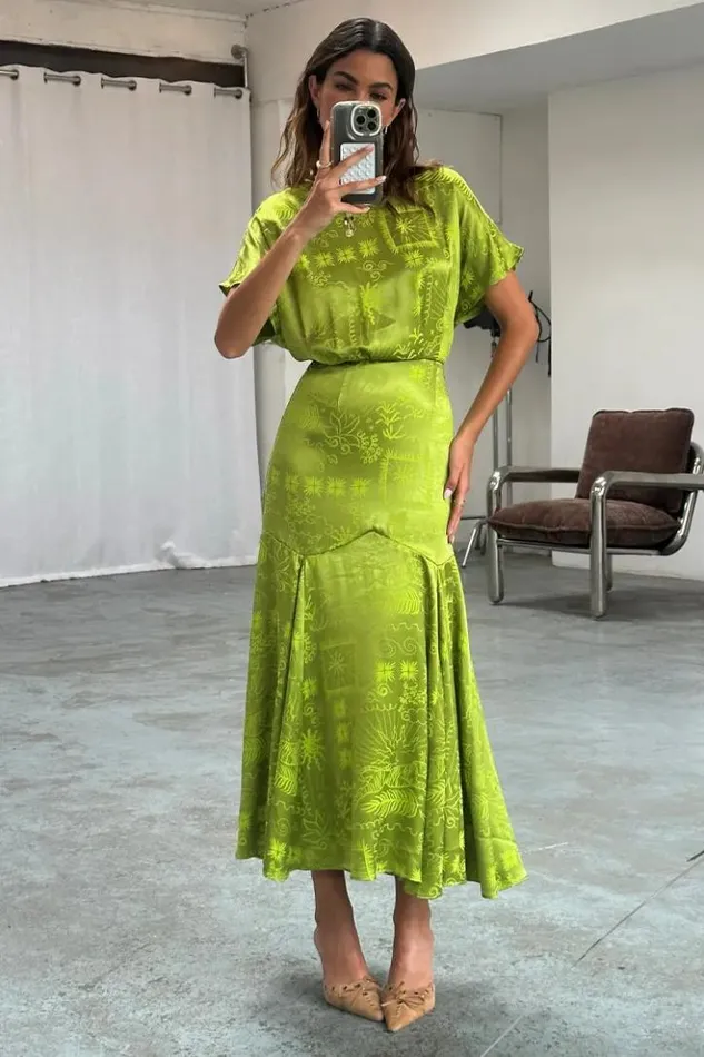 Never Fully Dressed Lime Safari Erin Dress Petite Women Petite
