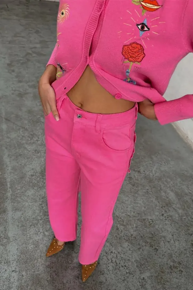 Never Fully Dressed Pink Denim Scallop Detail Jeans Petite Women Petite