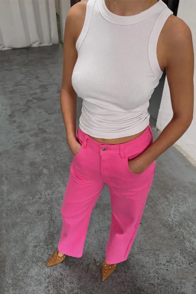 Never Fully Dressed Pink Denim Scallop Detail Jeans Petite Women Petite
