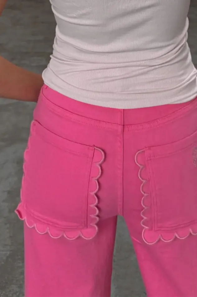 Never Fully Dressed Pink Denim Scallop Detail Jeans Petite Women Petite