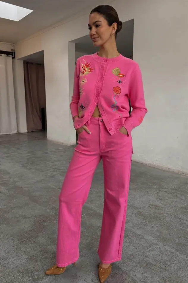 Never Fully Dressed Pink Denim Scallop Detail Jeans Petite Women Petite