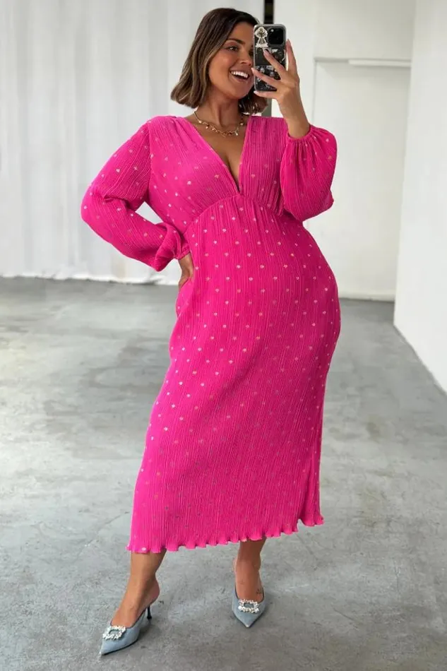 Never Fully Dressed Pink Plisse Emma Dress Women Summer Somewhere