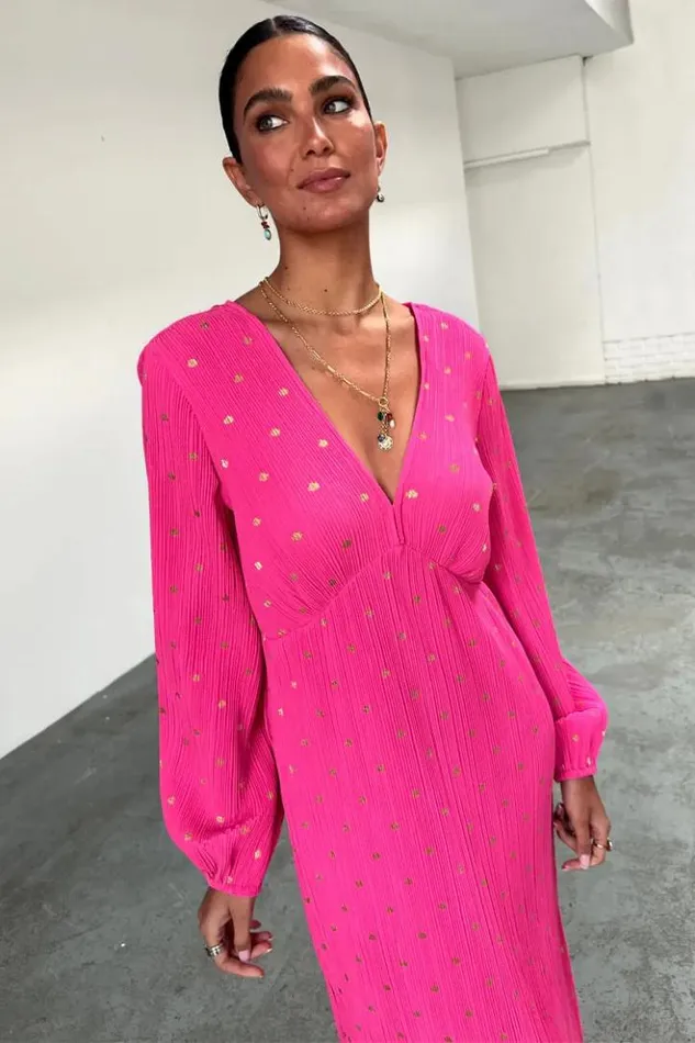 Never Fully Dressed Pink Plisse Emma Dress Women Summer Somewhere