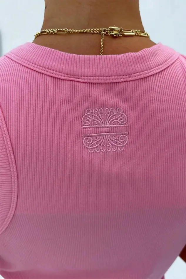 Never Fully Dressed Pink Ribbed Tank Top Women Tops and TShirts